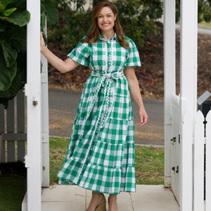 ALICE DRESS - GREEN & WHITE GINGHAM