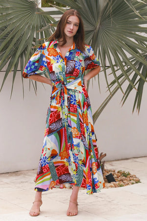 INGRID MIDI DRESS - MULTI