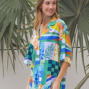INGRID TOP - BLUE MULTI